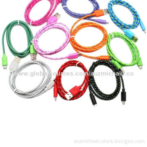 6ft Nylon Fabric Braided USB Micro Cable for Samsung Galaxy with Smartphone Micro 5-pin Models